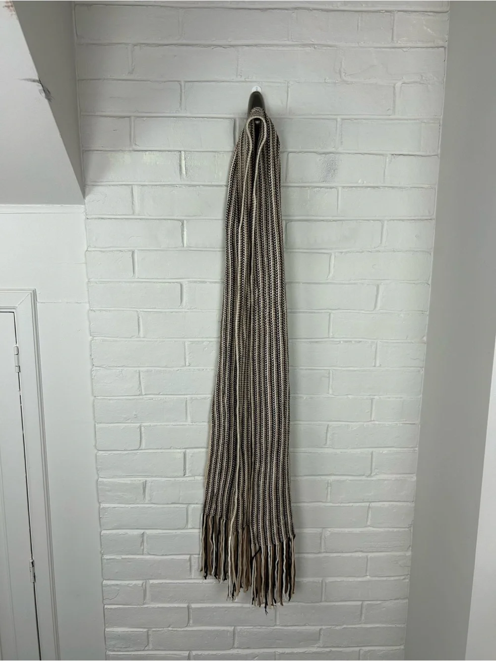 Vintage North Crest Classic Brown Striped Knit Scarf